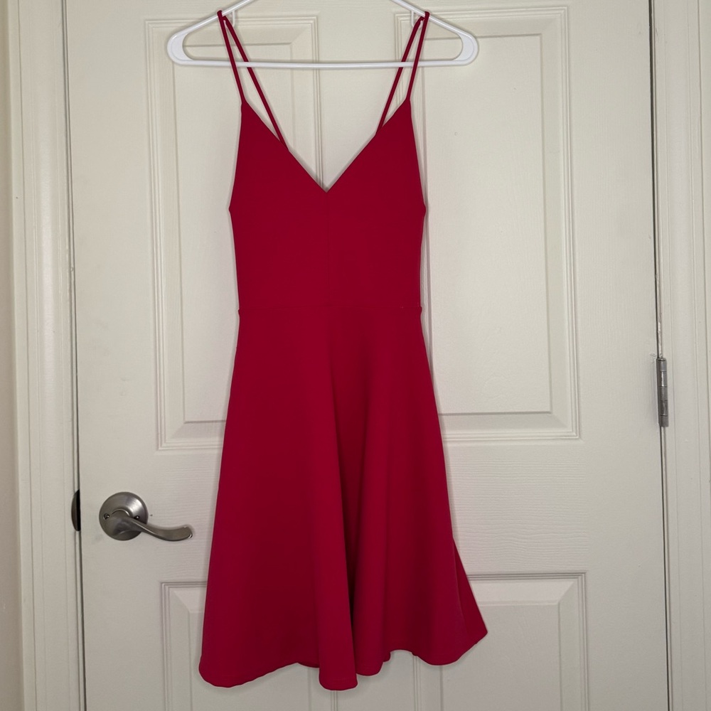 Blush Bright Pink Double-Strap Skater Dress